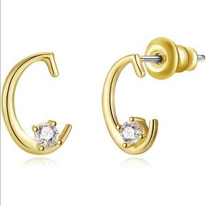 Small “C” Initial CZ Stud Earrings